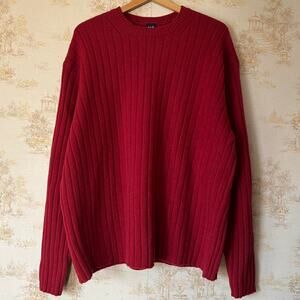 Vintage Y2K Gap Ribbed Lambswool Sweater | Red | Heavy Knit | Boxy XXL
